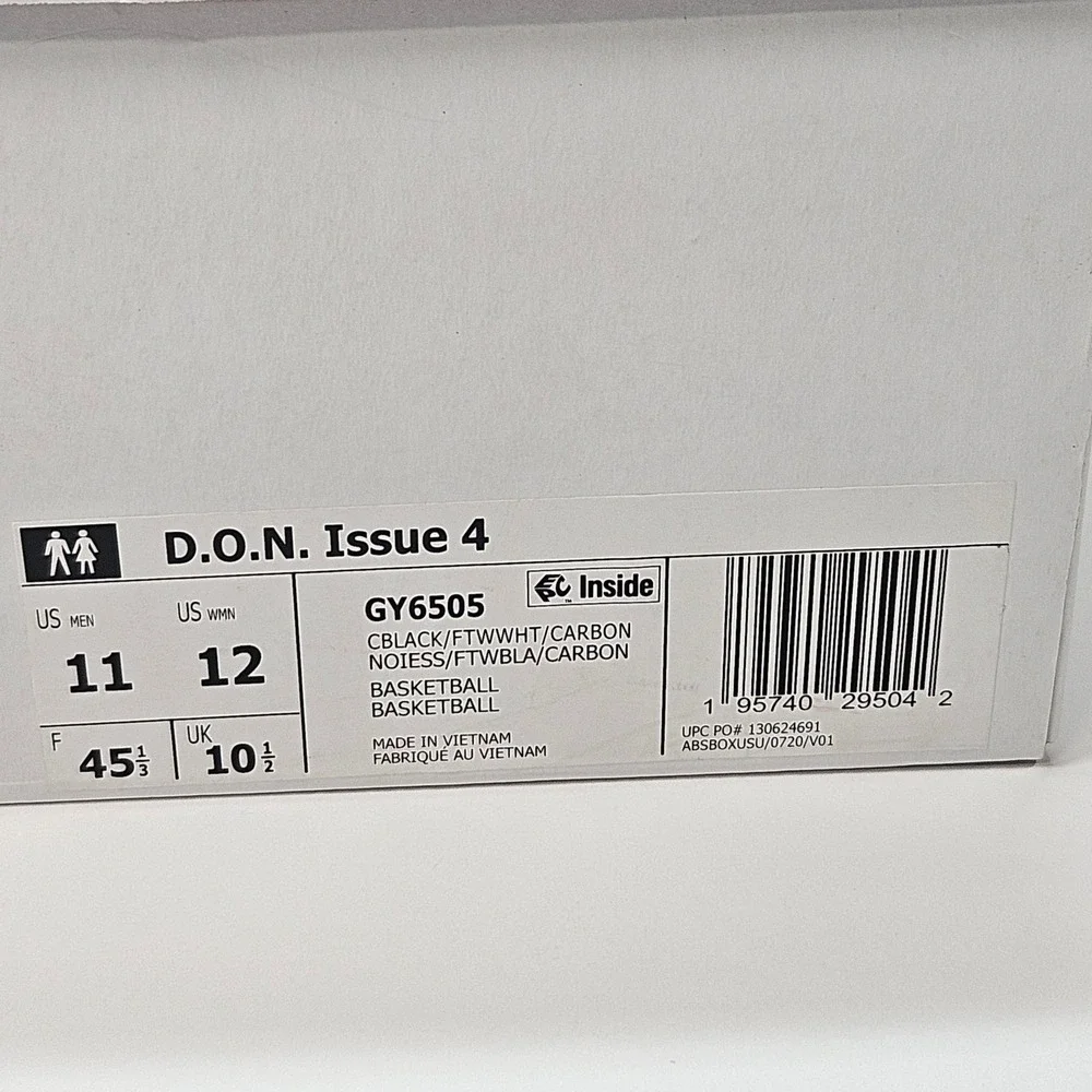 Adidas D.O.N. Issue 4 Basketball Shoes Men's‎ Size 11 Black White GY6505